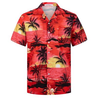 Camisa Havaiana Masculina de Manga Curta com Estampa de Palmeira, Moda Hip-hop, Camisa Casual com Botões, Praia Verão