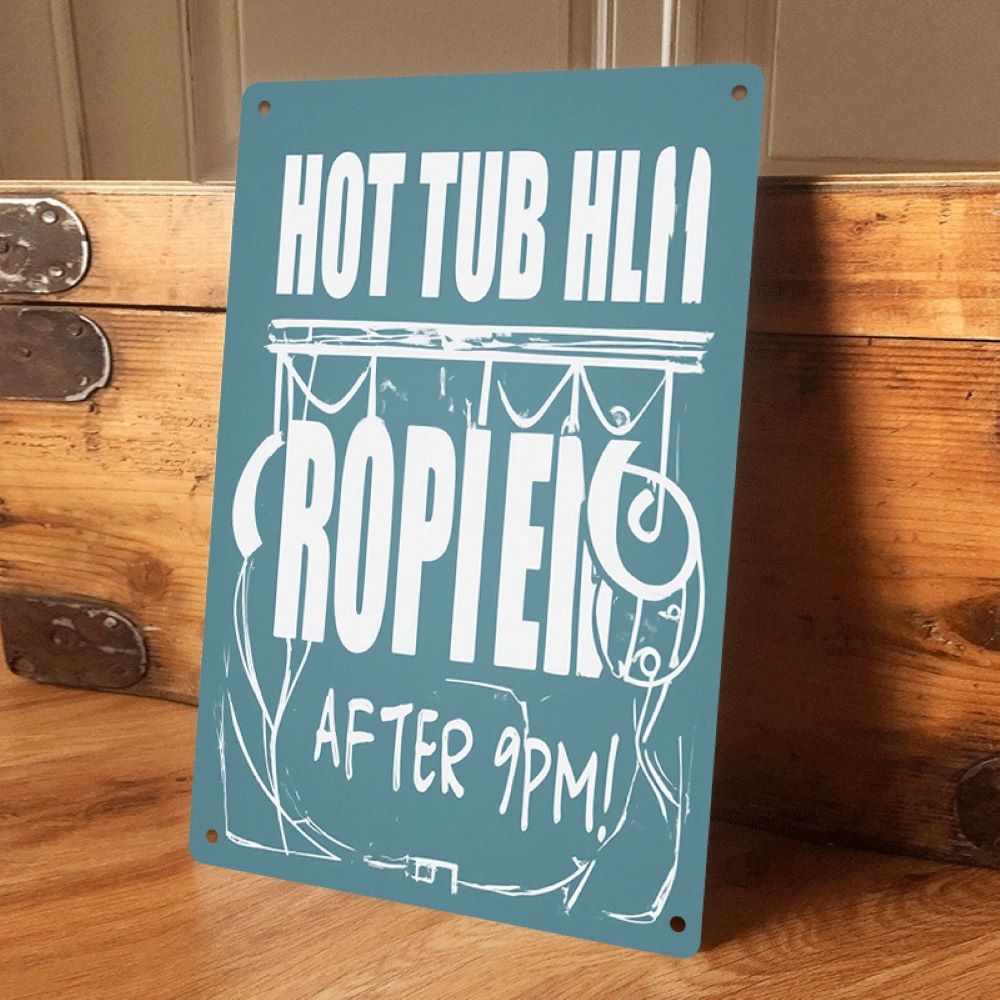 

1 piece. Fun and creative tinplate painting plaque, humorous slogan for hot tub, home decoration wall ornament, retro style art (as the picture,20x30cm)