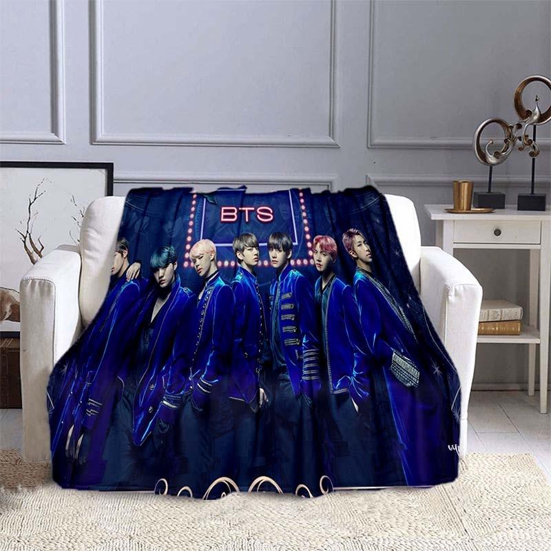 BTS Kpop Deken Plaid Kpop Cadeau Flanellen Deken voor Tienermeisjes Volwassenen Warm Pluche Plaid voor Bed Bank Sofa