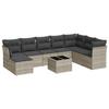 9 piece garden sofa set with cushions light grey poly rattan