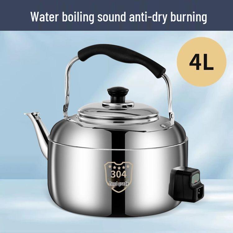 Zhongbao Stainless Steel Large Capacity Electric Whistling Kettle for Boiling Water High Power Fast Boil, 1.5m Cord