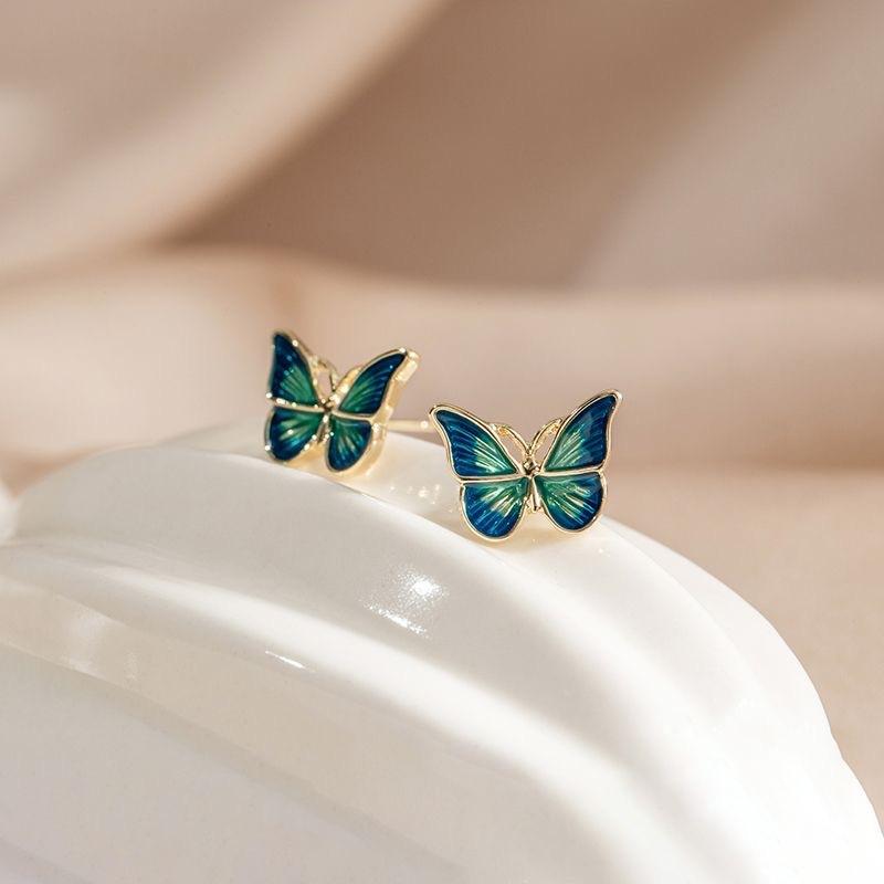 Stud Earrings for Women Enamel Oil Butterfly Earrings Cute Sweet Korean Small Jewelry aretes de pendientes brincos