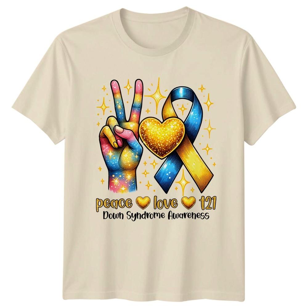 Peace Heart Love Heart T21 TShirt Trisomy 21 Advocacy Awareness
