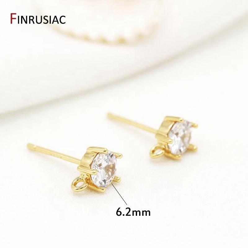 Handmade DIY Earring Making Supplies 14K Gold Plated Small Zircon Post Earrings Hooks Earring Findings Components