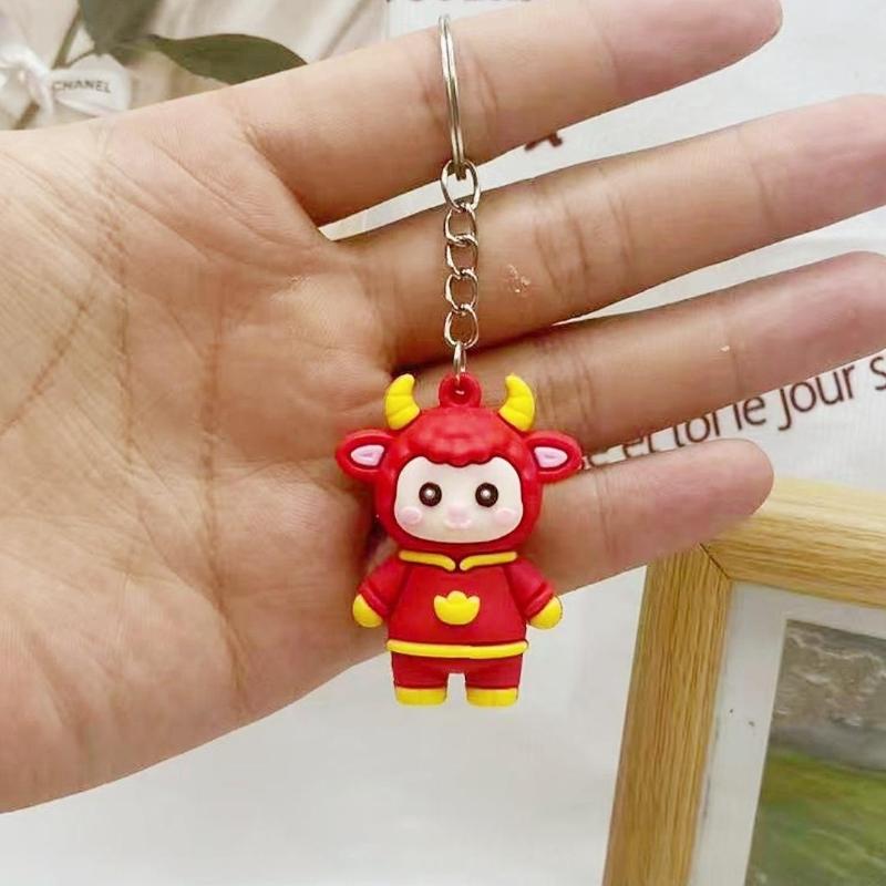 Cute Cartoon Sheep Rubber Keychain Lovely Sturdy Metal Ring Handbag Decor Car Key Accessory For Girls
