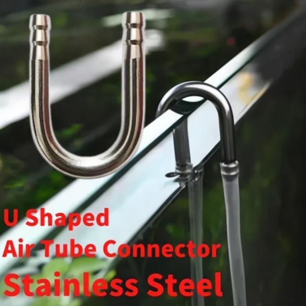 U Shape Aquarium Air Tube Connector Stainless Steel Co2 Diffuser Part Oxygen Pump Tube Connecting Bent Pipes Fish Tank Accessory