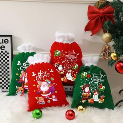 Christmas Eve Bag High-Quality Candy Bags Christmas Gift Bag Classic Red Velvet Santa Bag For Decorative Storage Christmas Eve