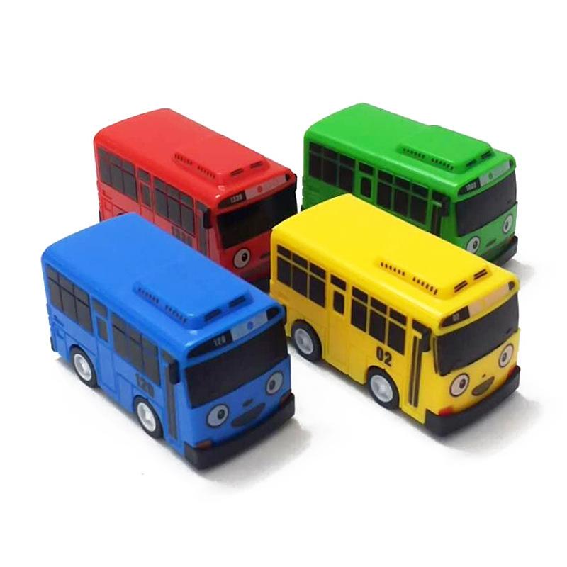 New 4pcs/set ko Toy the Little Bus Mini Plastic Pull Back Blue Tayo Red Gani Yellow Lani Green Rogi Bus Car Model for Baby Gift