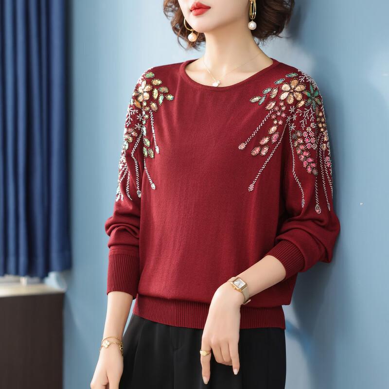 Pulover tricotat cu mânecă lungă pentru femei de vârstă mijlocie Qianlian