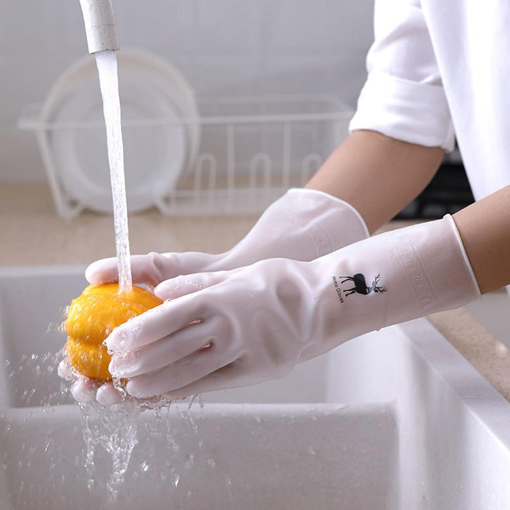 Dishwashing GlovesReusable Latex Cleaning Gloves for Housework Kitchen Bathroom Durable Clean Wear-Resistant Waterproof Gloves R