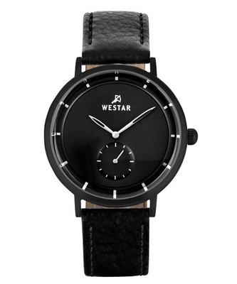 Profile Leather Strap Black Dial Quartz 50246BBN103 Men's Watch