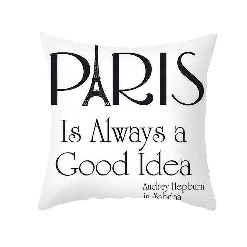 Neuer Kissenbezug Pfirsichhaut Schwarz-Weiß-Buchstabendruck Sofakissenbezug Büro-Kissenbezug