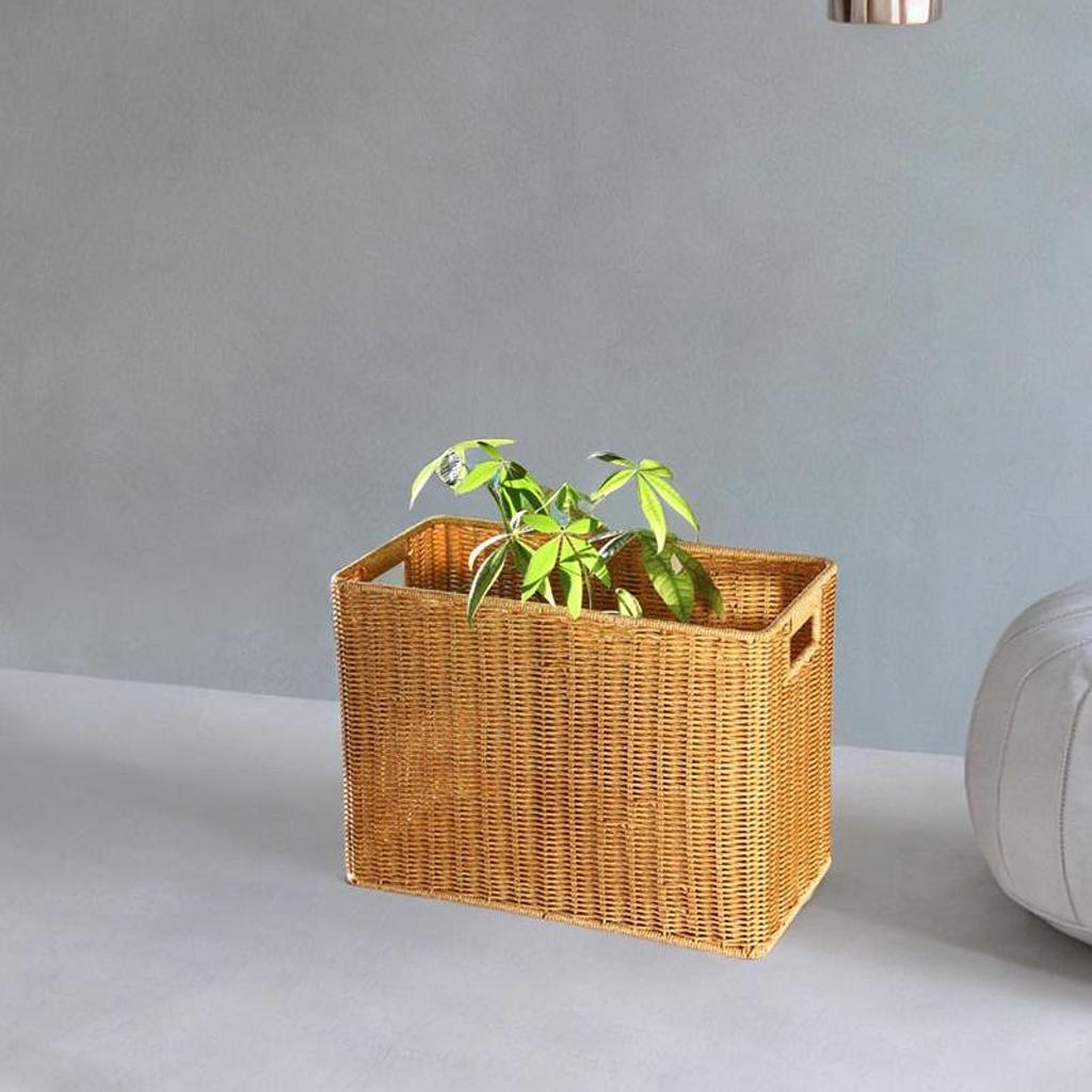 Imitation Rattan Basket Practical Decor Simple Toys Organizer Woven Basket for Household Apartment Living Room Kitchen Office