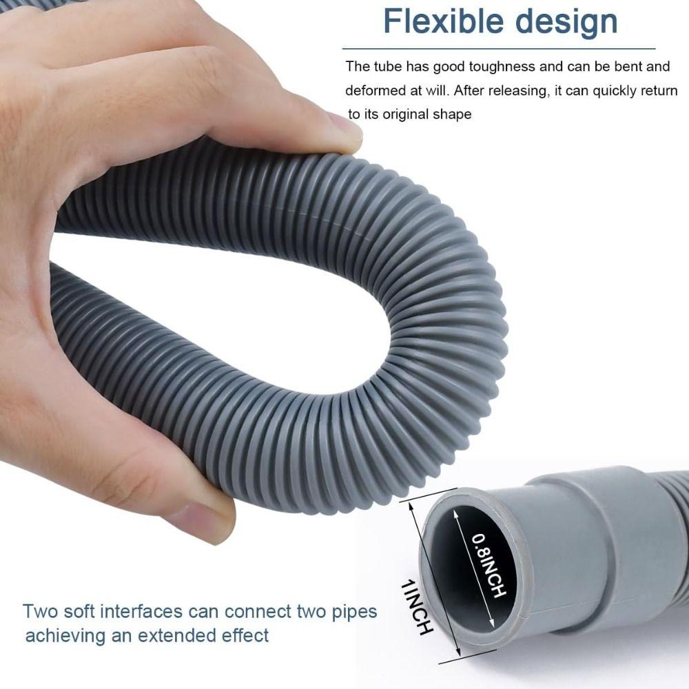 Grey Washing Machine Tube Flexible Draining Hose New Drainpipe