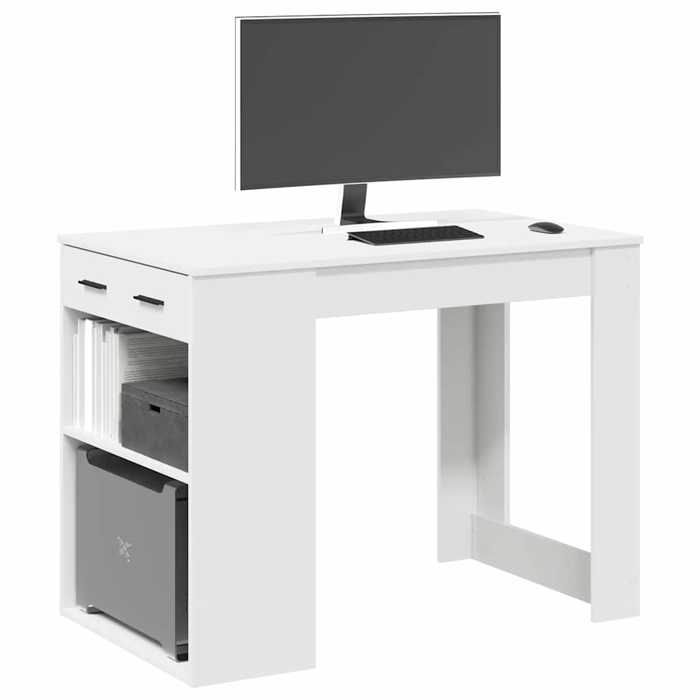 VidaXL Desk with Drawer and Shelf White Engineered Wood 858686