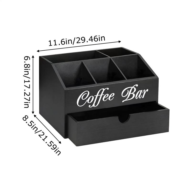 Coffee Tea Holder Basket Countertop Wooden Basket Holder Coffee Station Organizer With Removable Dividers For Home Offices