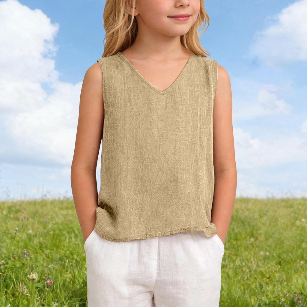 Lockeres T-Shirt für Kinder: Lässiges ärmelloses Mädchen-Tanktop