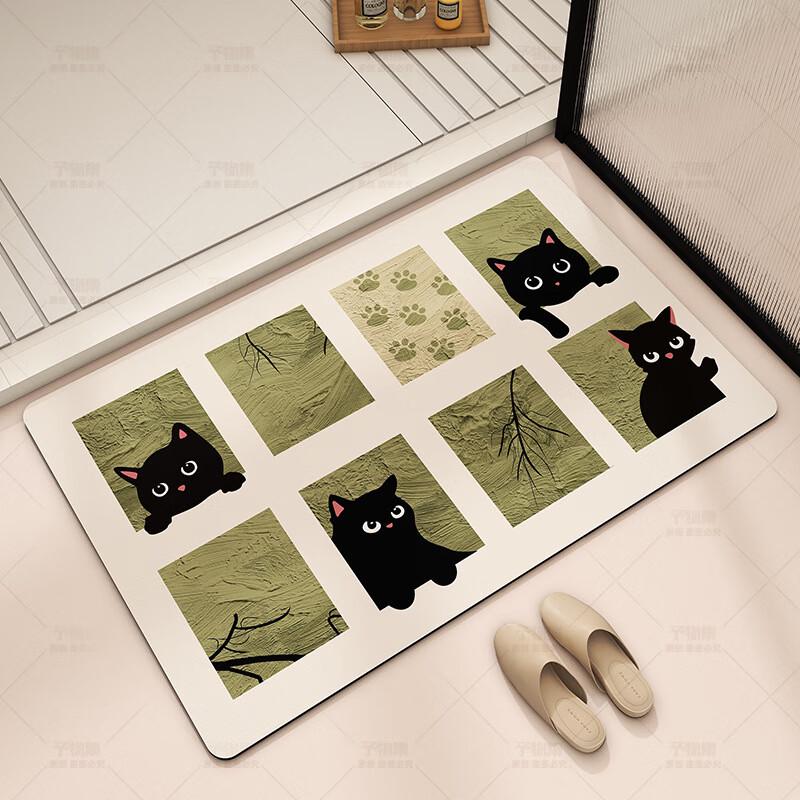 Visionary Cartoon Cat Diatomaceous Earth Bathroom Mat