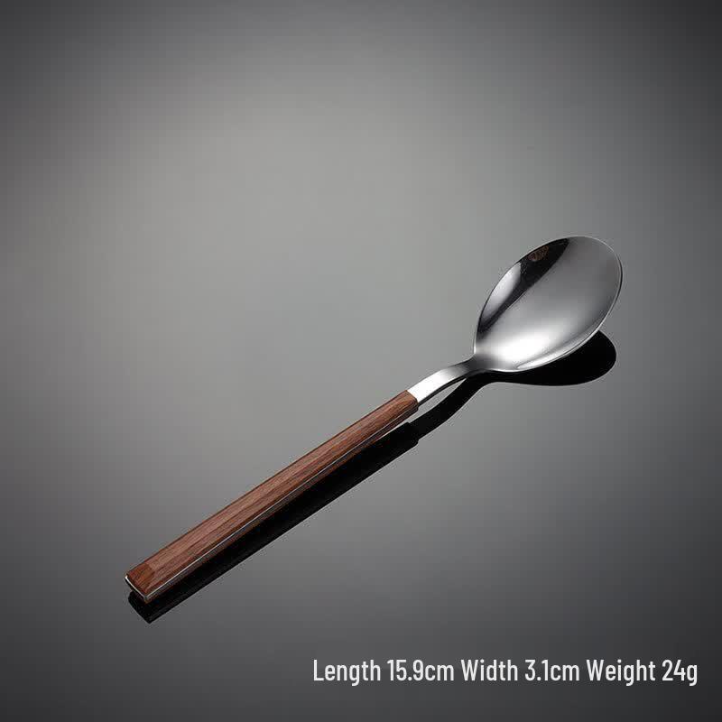 Qianxing 430 Stainless Steel Wood Grain Handle Tea Spoon Set