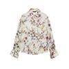 Spring New Women's Clothing Retro Style Metal Color Thread Print Fashion Lapel Long Sleeve Shirt 2522142