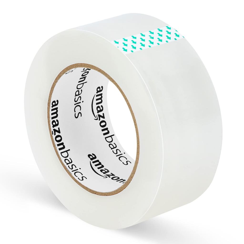 Amazon Basic Packaging OPP 48mm Wide x 100m Pack of Clear Tape, Long, Double-Length Roll, 6,