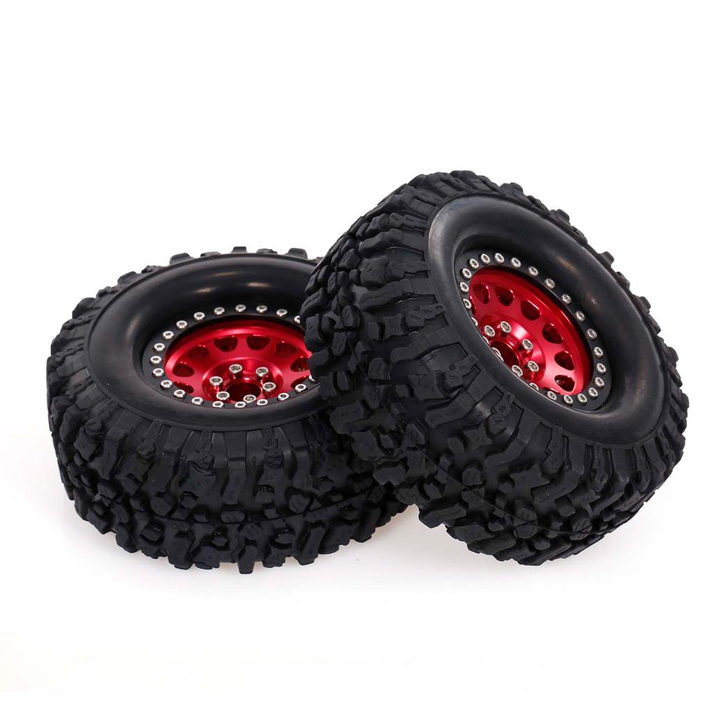 2PCS High Grip 2.2 Inch RC Rubber Tire Alloy Beadlock Rims Wheel Upgrade Parts for Traxxas Hsp Redcat Rc4wd  Axial