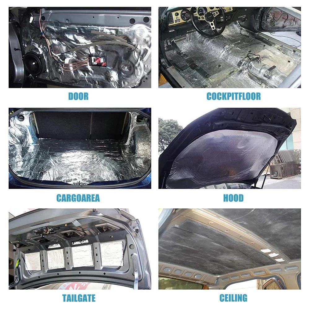 200x50cm Car Sound Deadener Mat 5/10mm Thicken Noise Heat Deadening Soundproof Dampening Foam Mat for Auto Hood Engine Door