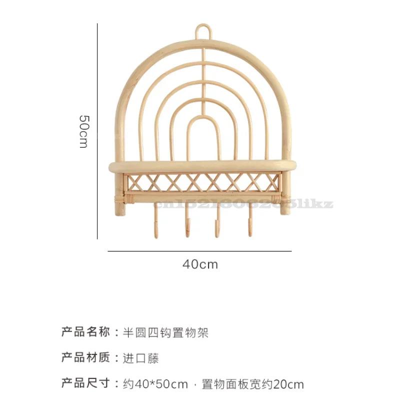 Handmade Rattan Wall Shelf Boho Decor Semi-Circular Children s Room Decoration Porch Coat Hook Home Furnishings