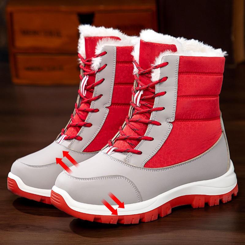 Womens Winter High-Top Snow Boots Warm Non-Slip Flat Heel Plus Size Cotton