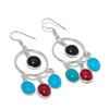 Italian Red Coral Gemstone 925 Sterling Silver Jewelry Earring 2.56" KJ-791