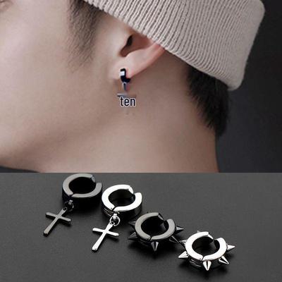 Pánské náušnice bez piercingu: Cool náušnice s křížkem a trendy tmavé styly pro nepropíchnuté uši