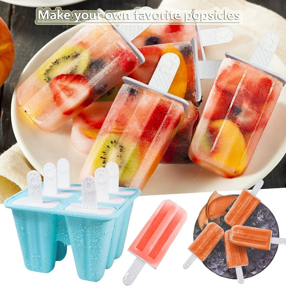 Popsicle Molds Silicone 4/6/10 Cavity Popsicle Trays Freezer Homemade Ice Cream Molds BPA Free Ice Pop Easy Release Mold