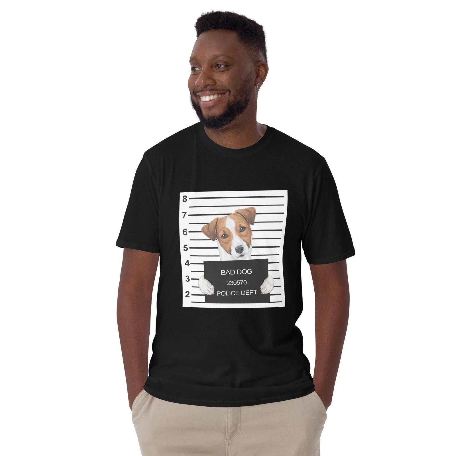Funny Bad Dog Mugshot ( Cute Jack Russell Terrier ) Dog Lover Unisex T-Shirt 2XL