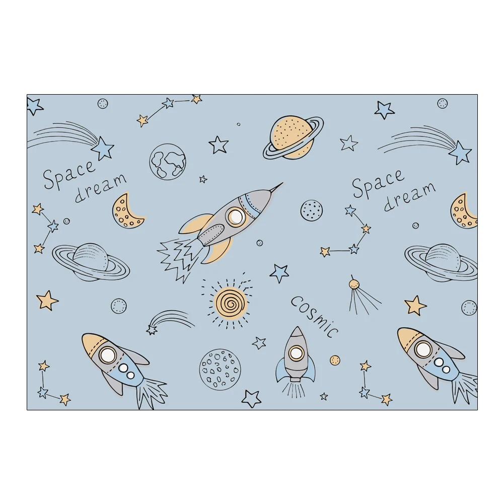 Cartoon Rocket Cosmic Carpet Non-slip Childrens Carpets Living Room Bedroom Alphanumeric Learning Game Carpet Mats Rug Baby Mat