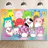 156. Cartoon Funny Farm Animals Theme Backdrop Kids Birthday Table Background 5x3FT