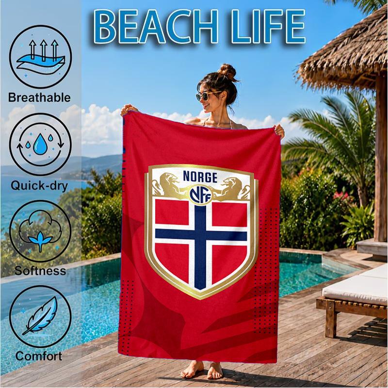 Norwegisches Fußballwappen Strandtuch, Schnelltrocknend, Pflegeleicht, Geeignet für Fitness und Strandurlaub, Sport-Essential