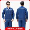Labor-protection Denim Workwear Bamboo Fiber Patchwork Woven Long-sleeve Summer Thin Set Men; Durable Abrasion-resistant