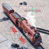 Classic Train Railway Set Steam Locomotive Small Train Electric Simulation Retro Alloy Head Rail Car Electric Model Toy