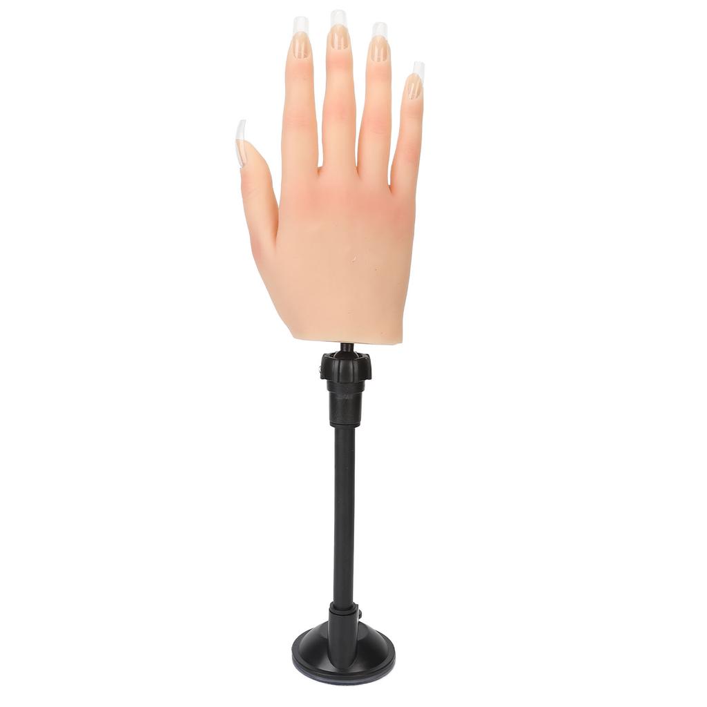 Nail Practice Hand for Acrylic Nails with Suction Bracket Refill Nail Tips Moveable Silicone