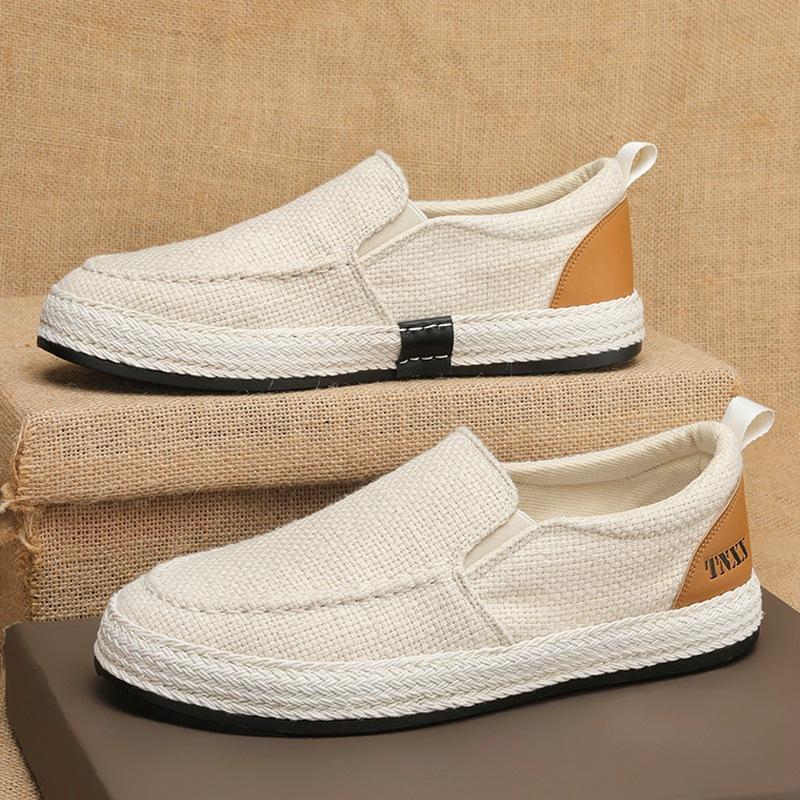 ****** 2025 linen men's shoes summer lazy one pedal fisherman s**t-soled leisure old ******* cloth shoes men