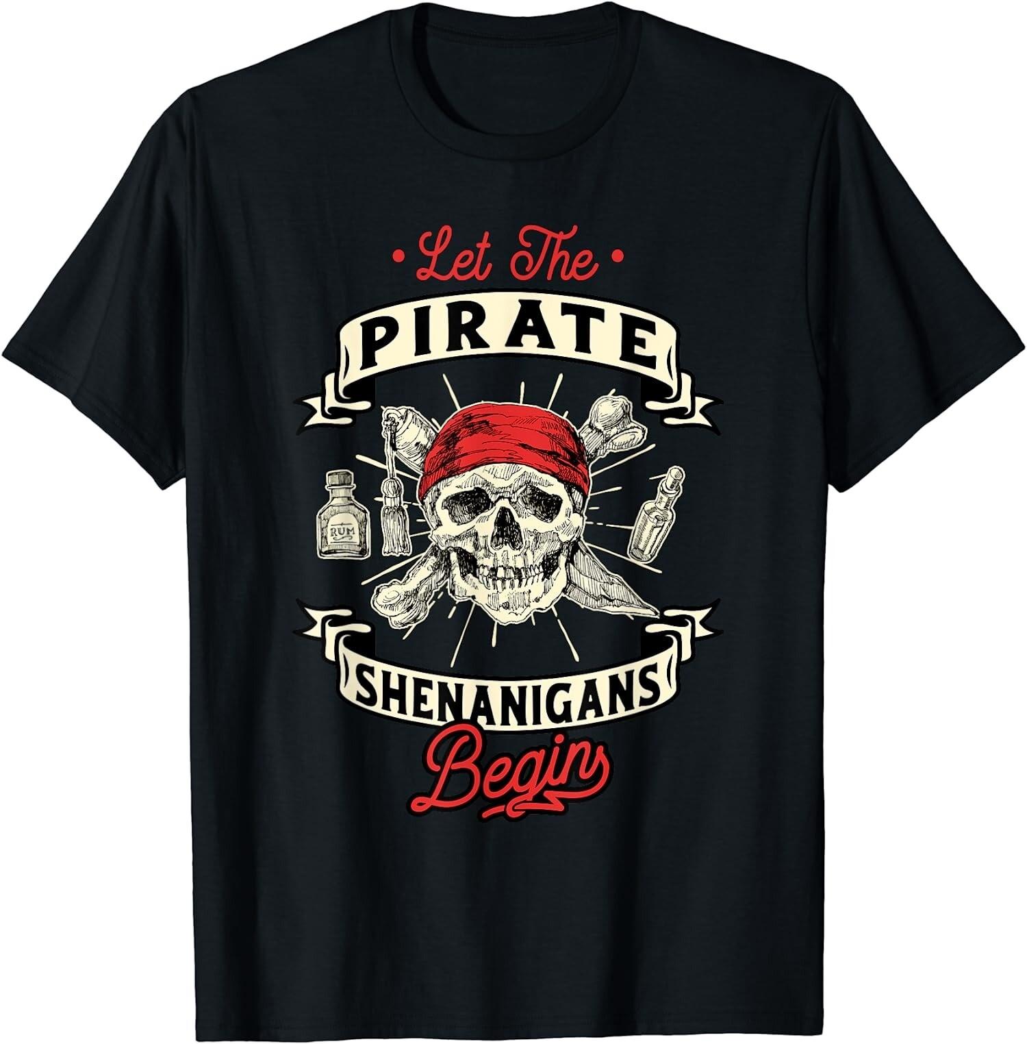 NEW/Let The Pirate Shenanigans Begin Crossbones Freeboo Unisex T-Shirt S разноцветный