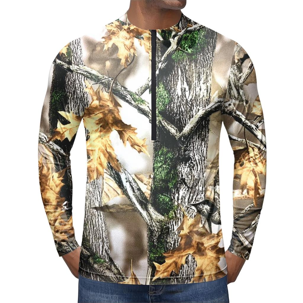 Herren Langarm Fahrradtrikot Atmungsaktiv Schnelltrocknendes Material Halber Reißverschluss Pullover Leichtes Sportshirt für Outdoor-Sportarten