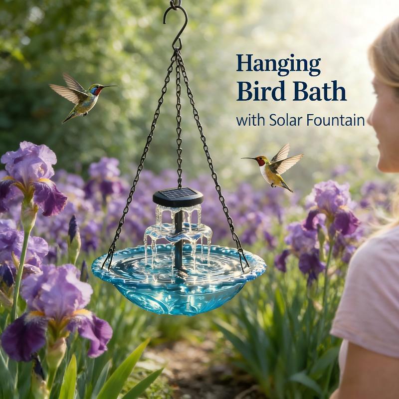 Solar-Kaskaden-Hänge-Vogelbad-Brunnen, Outdoor-Hänge-Vogelbad mit Solarbrunnen, Große Kolibri-Bäder Sind Geeignet