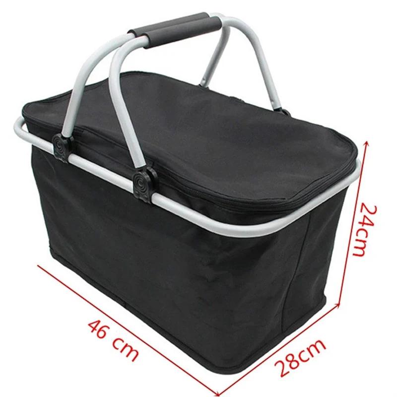 Car Oxford Outdoor Picnic Insulation Storage Basket Refrigerated Food Delivery Box Folding Shopping Basket Trunk Storage Box