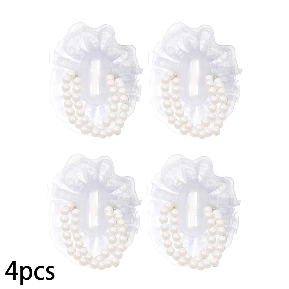 

4/8 шт. женский браслет-цепочка с цветком на запястье, эластичный свадебный браслет, женские аксессуары из жемчуга, женские летние свадебные аксессуары своими руками Lace style 4pcs белый