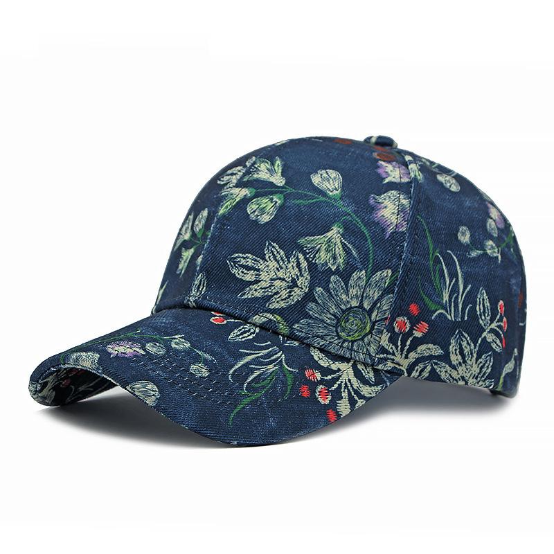 Dames Vintage Bloemenpatroon Baseballpet - Multi- Zomerzon Hoed - Geschikt voor Casual Buiten en Dagelijks Gebruik One Size gray
