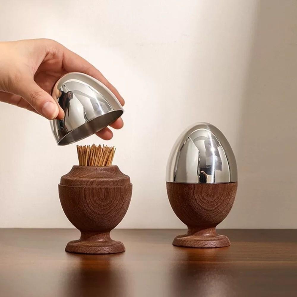 Retro Ebony Wood Toothpick Holder Simple Cotton Swab Storage Jar Hotel