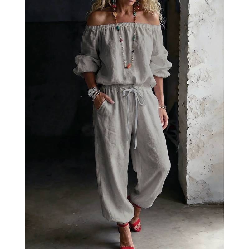 Minimalist Womens Casual Jumpsuit With Tiefront Top For Spring Fashion