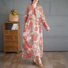 Vintage Printed Loose Lace Long Sleeve Hem Long Dresses