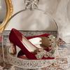 Pointed Heel Suede Red High Heels Women's Banquet Wedding Bridesmaid Shoes Bridal Shoes